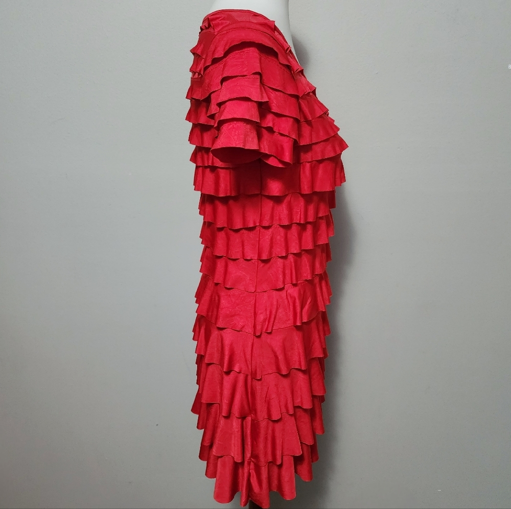 Patchington Red Tiered Ruffle Cha Cha Mini Dress … - image 2
